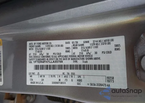 2020 Ford Ranger Xlt from USA, damaged, VIN 1FTER4FH7LLA55709